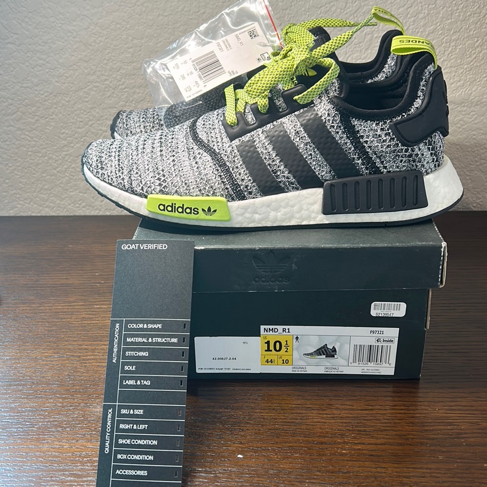 Adidas NMD R1, reflective, F97321, new in the box Goat verified, mens US 10.5